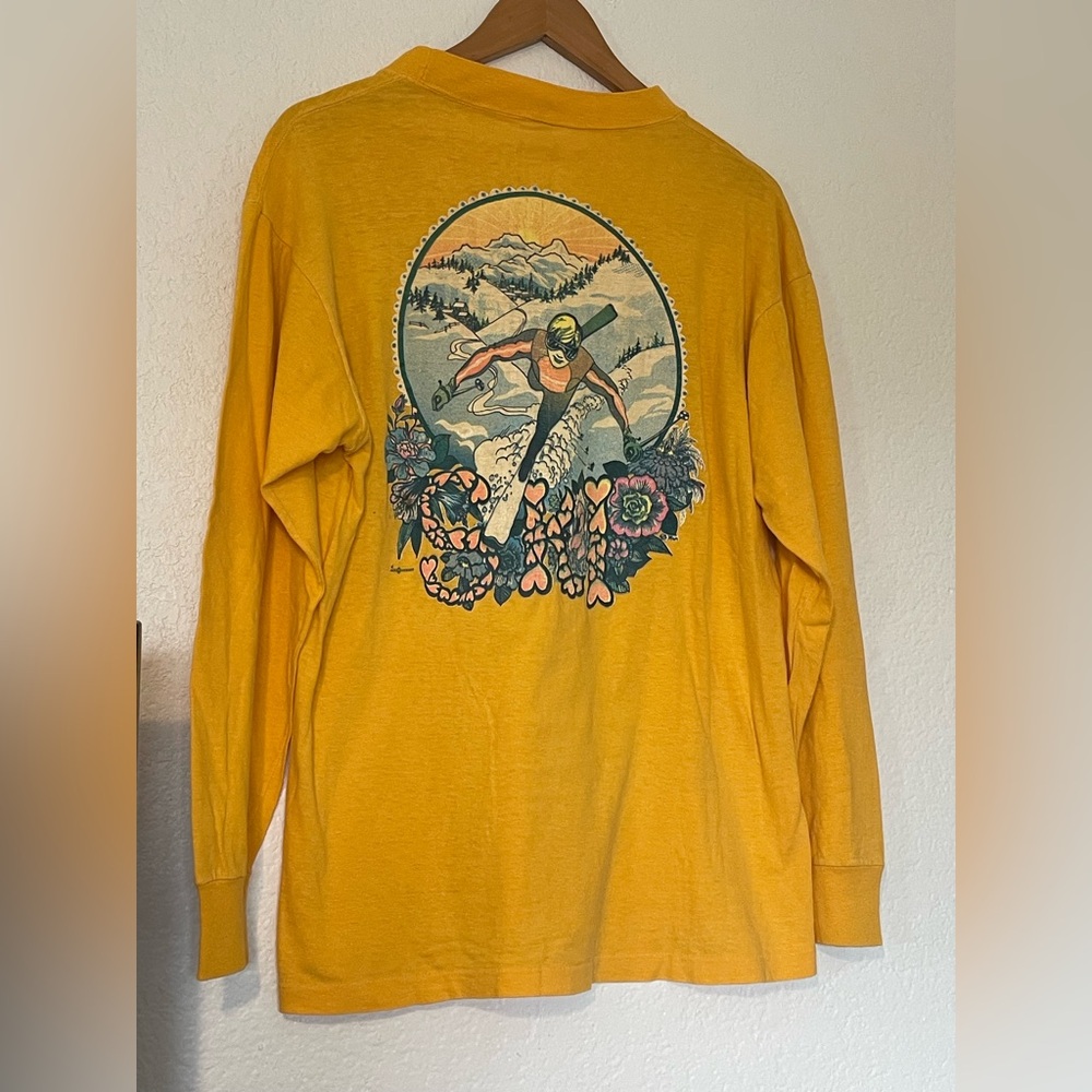 Vintage 80s Yellow Ski Graphic Long Sleeve Shirt